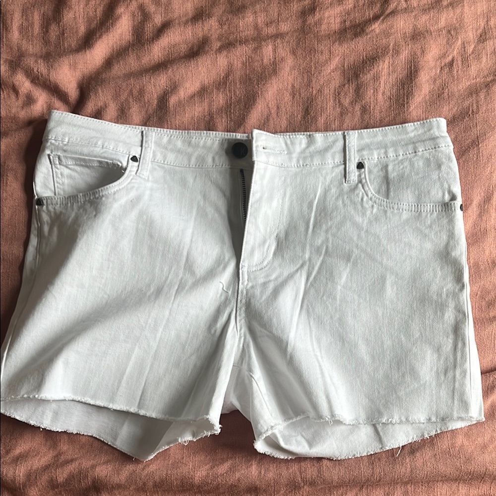 KUT White Denim Cutoff Shorts